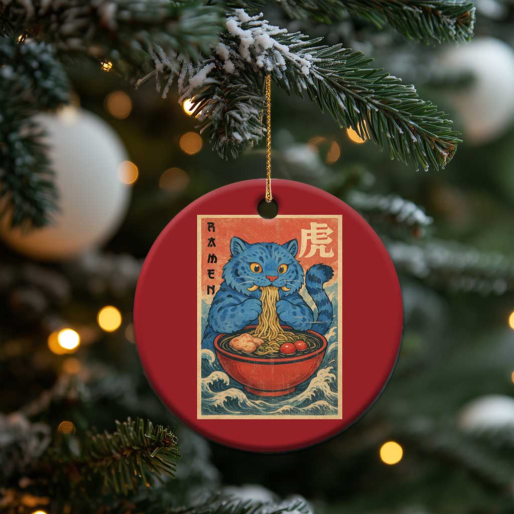 Anime Blue Cat Ramen Christmas Ornament Vintage Japanese Art Funny Kawaii Demon Cat Tiger TS10