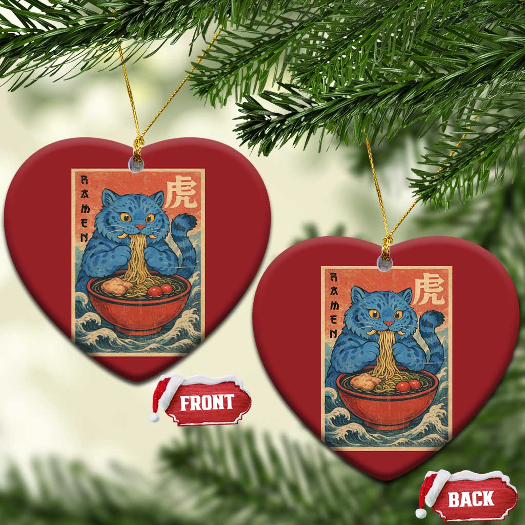 Anime Blue Cat Ramen Christmas Ornament Vintage Japanese Art Funny Kawaii Demon Cat Tiger TS10