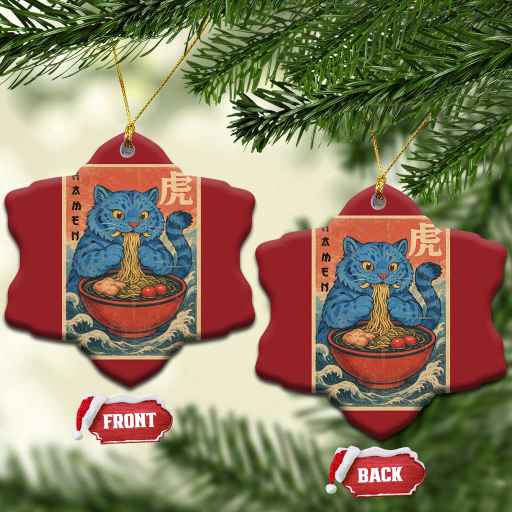 Anime Blue Cat Ramen Christmas Ornament Vintage Japanese Art Funny Kawaii Demon Cat Tiger TS10