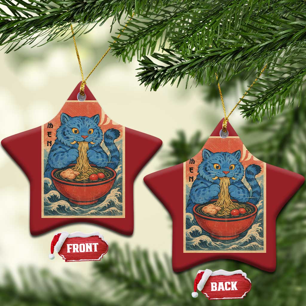 Anime Blue Cat Ramen Christmas Ornament Vintage Japanese Art Funny Kawaii Demon Cat Tiger TS10