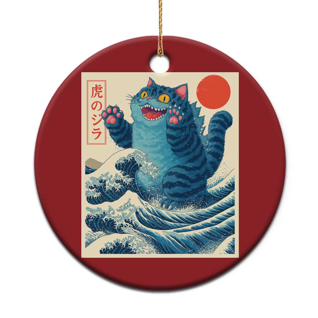 Blue Catzilla Cat Japanese Art Christmas Ornament Kawaii Demon Tiger Funny Kitty Dad Gifts TS10