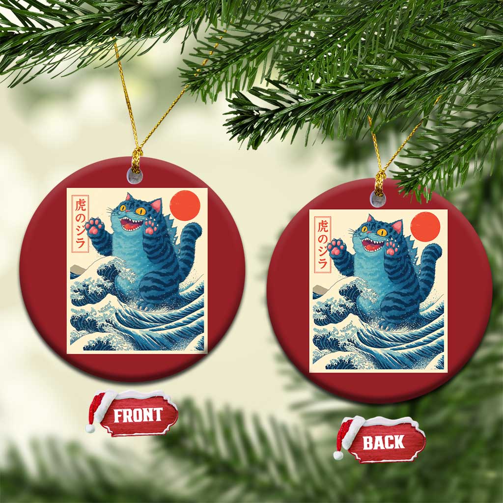 Blue Catzilla Cat Japanese Art Christmas Ornament Kawaii Demon Tiger Funny Kitty Dad Gifts TS10