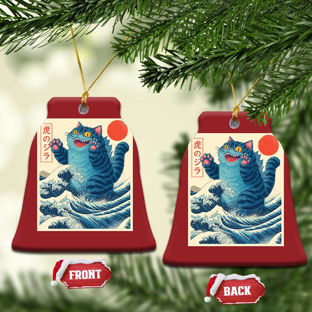 Blue Catzilla Cat Japanese Art Christmas Ornament Kawaii Demon Tiger Funny Kitty Dad Gifts TS10