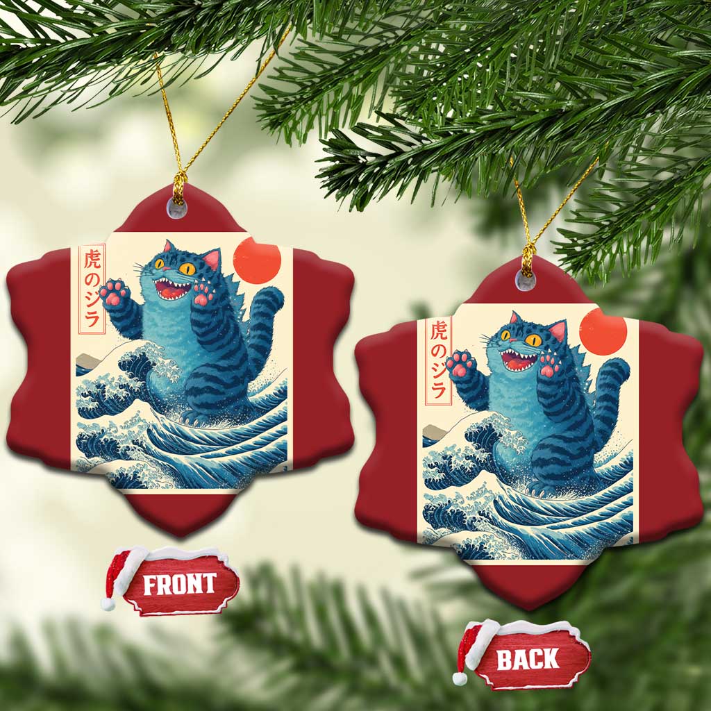 Blue Catzilla Cat Japanese Art Christmas Ornament Kawaii Demon Tiger Funny Kitty Dad Gifts TS10