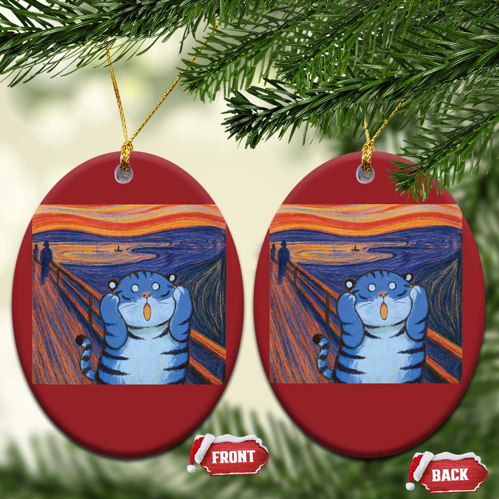 Blue Tiger Scream Christmas Ornament Cute Animal Anime Demon Aesthetic Painting TS10