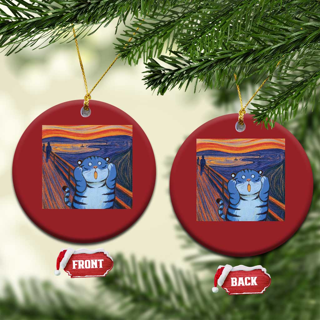 Blue Tiger Scream Christmas Ornament Cute Animal Anime Demon Aesthetic Painting TS10