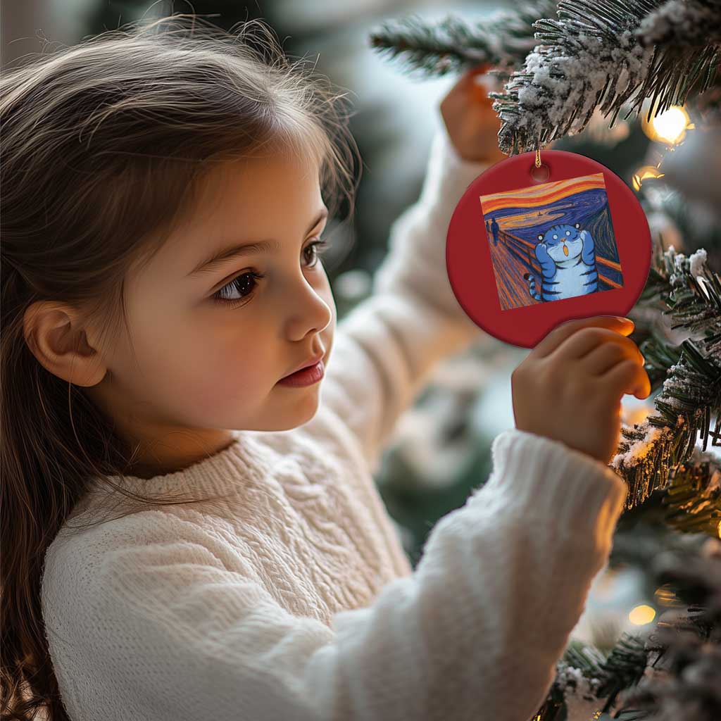 Blue Tiger Scream Christmas Ornament Cute Animal Anime Demon Aesthetic Painting TS10
