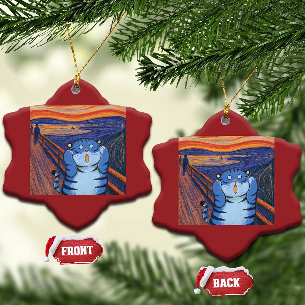 Blue Tiger Scream Christmas Ornament Cute Animal Anime Demon Aesthetic Painting TS10