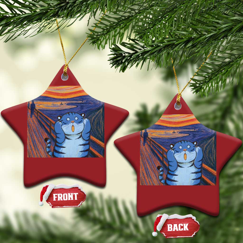 Blue Tiger Scream Christmas Ornament Cute Animal Anime Demon Aesthetic Painting TS10