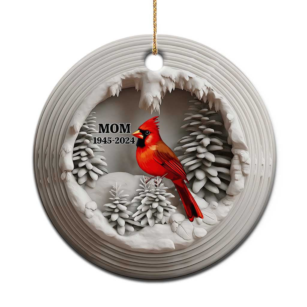 Personalized Mom Memorial Christmas Ornament Custom Year Loss of Mother Gift Red Cardinal Ceramic Ornament TS10