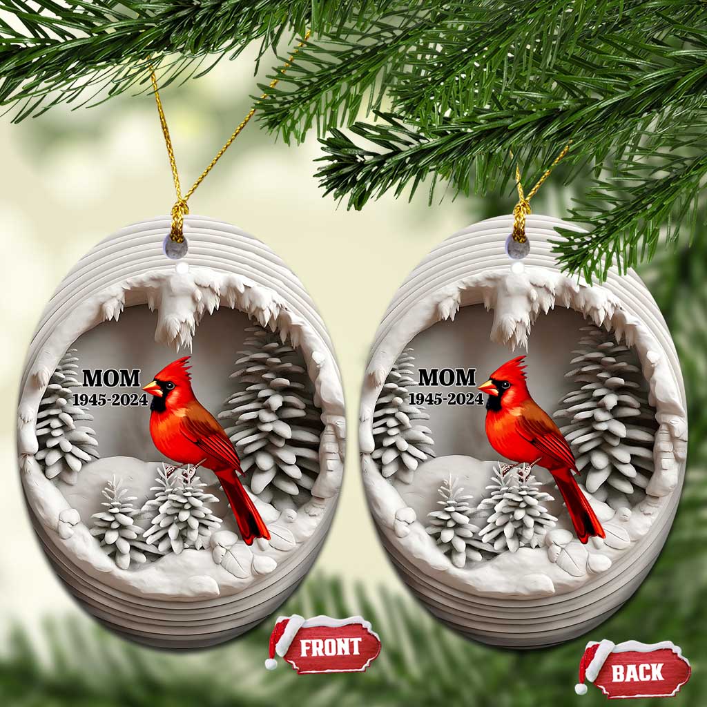 Personalized Mom Memorial Christmas Ornament Custom Year Loss of Mother Gift Red Cardinal Ceramic Ornament TS10
