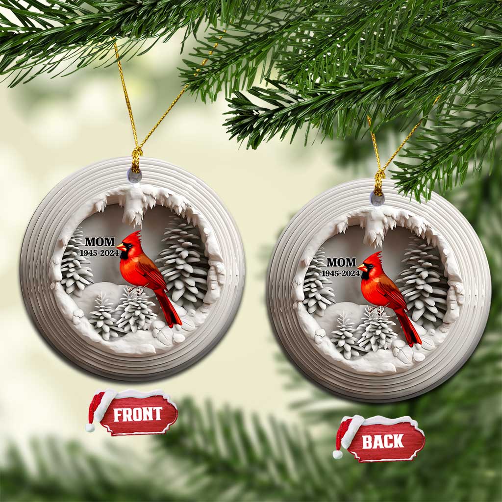 Personalized Mom Memorial Christmas Ornament Custom Year Loss of Mother Gift Red Cardinal Ceramic Ornament TS10