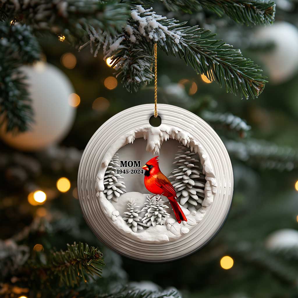 Personalized Mom Memorial Christmas Ornament Custom Year Loss of Mother Gift Red Cardinal Ceramic Ornament TS10