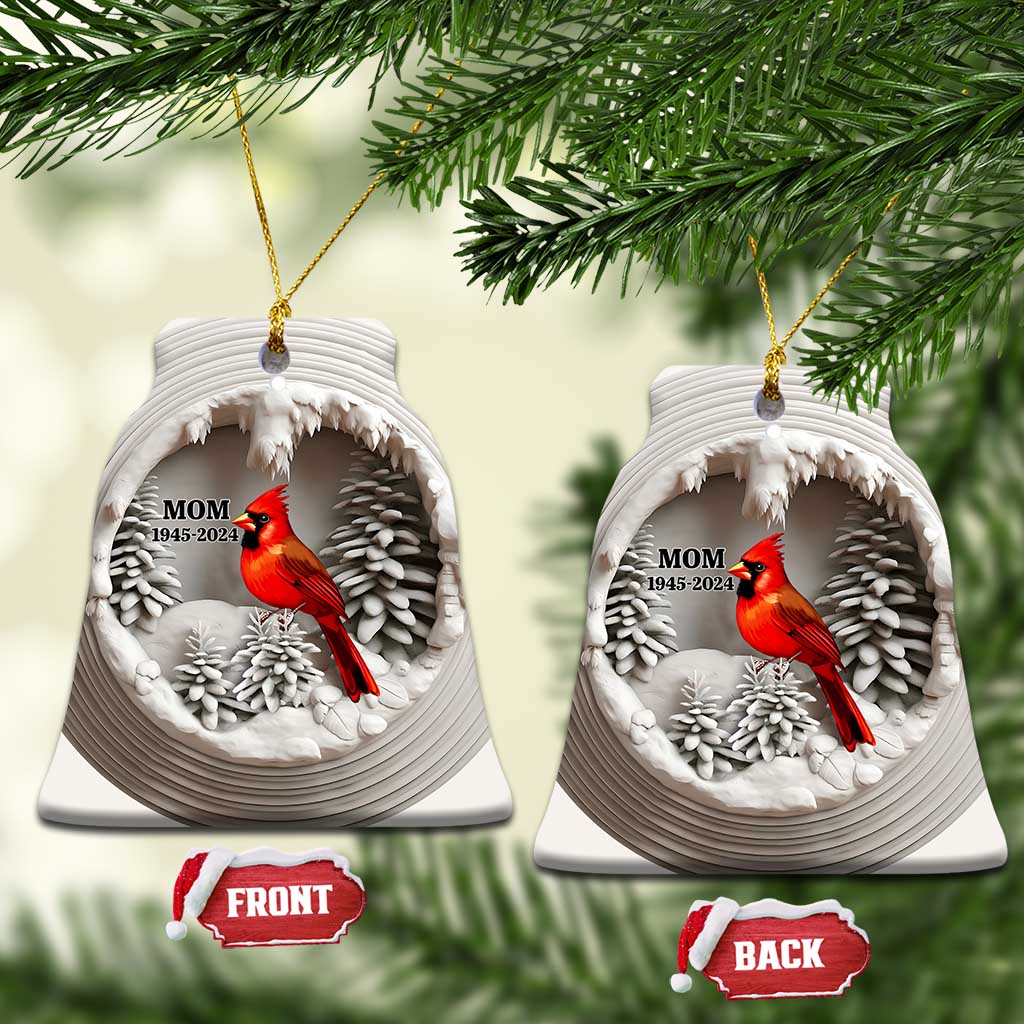 Personalized Mom Memorial Christmas Ornament Custom Year Loss of Mother Gift Red Cardinal Ceramic Ornament TS10