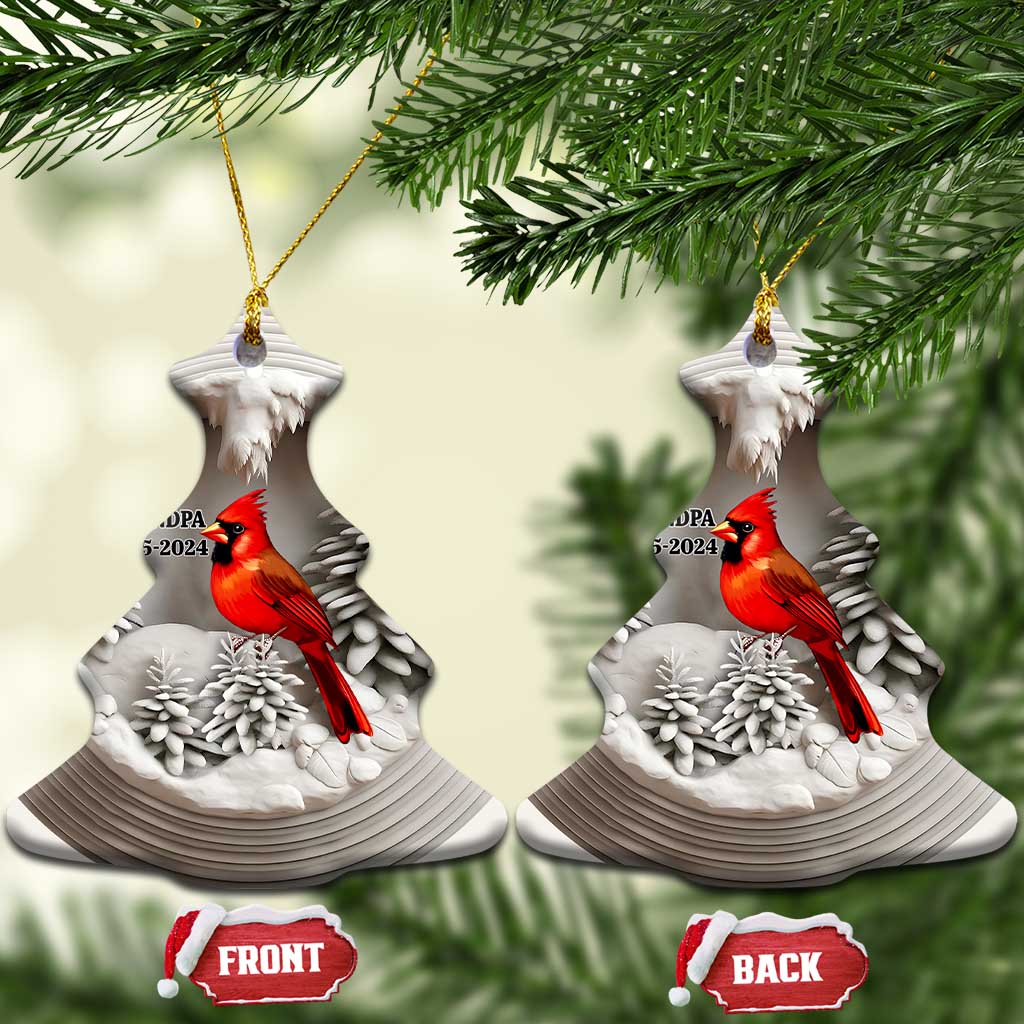 Personalized Grandpa Memorial Christmas Ornament Custom Year Loss of Grandfather Gift Red Cardinal Ceramic Ornament TS10