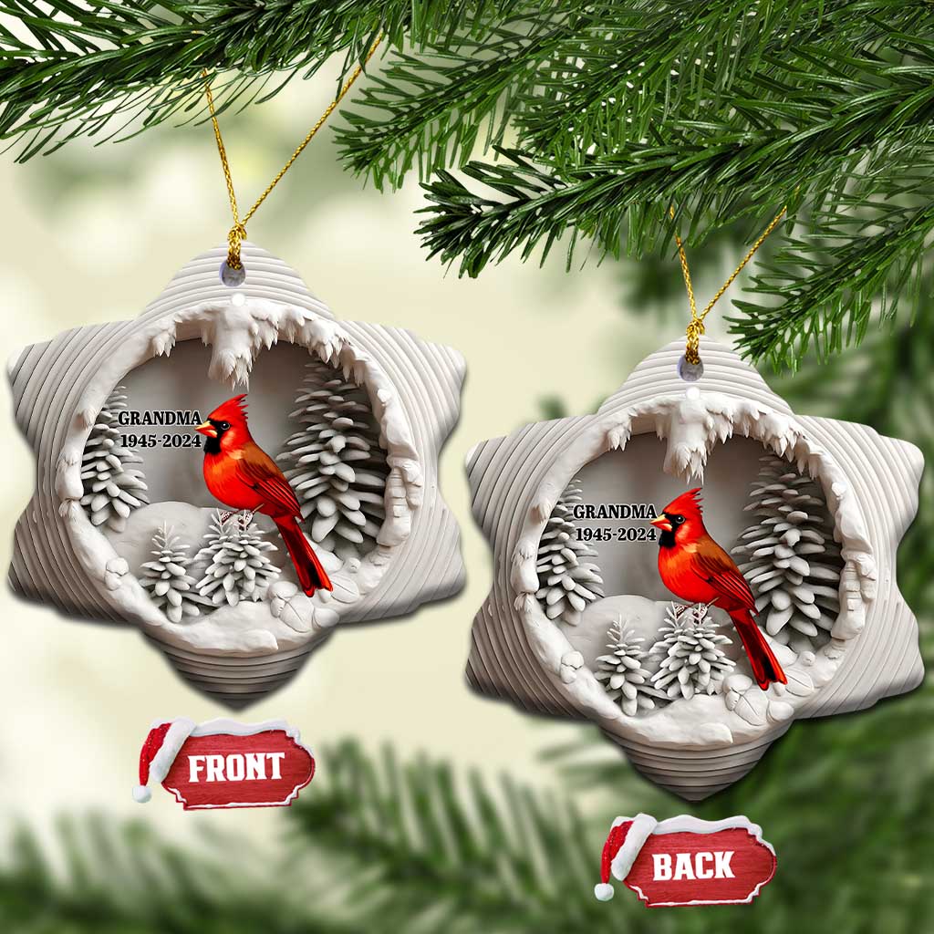 Personalized Grandma Memorial Christmas Ornament Custom Year Loss of Grandmother Gift Red Cardinal Ceramic Ornament TS10
