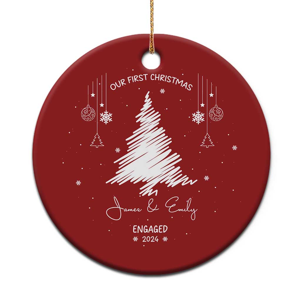 Personalized Engagement Christmas Ornament Custom Name Our First Christmas Engaged 2024 Xmas Gift TS10