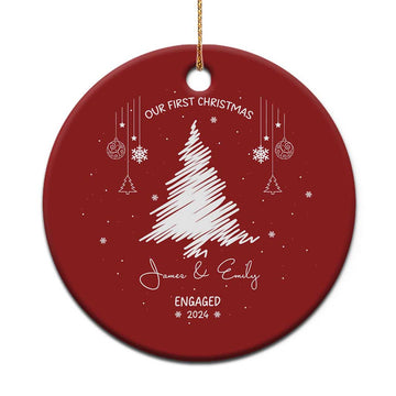 Personalized Engagement Christmas Ornament Custom Name Our First Christmas Engaged 2024 Xmas Gift TS10