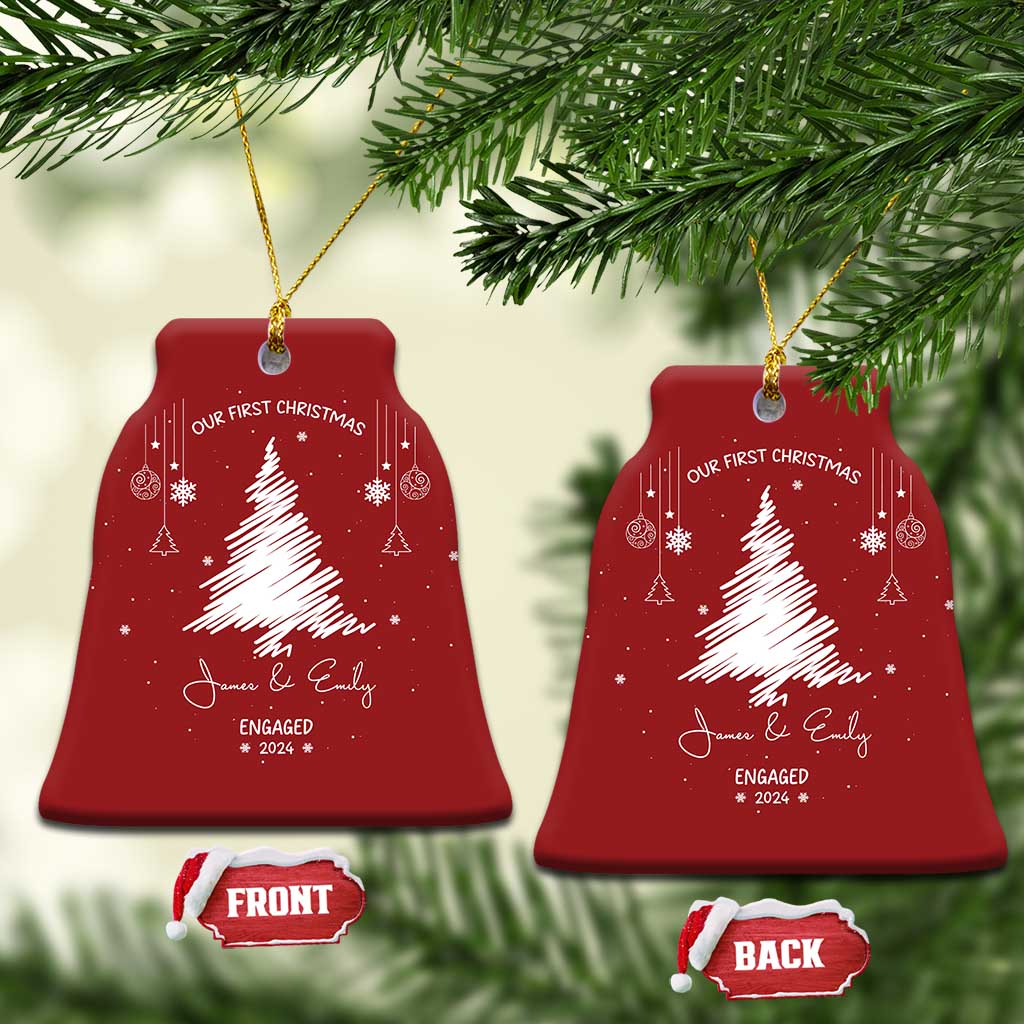 Personalized Engagement Christmas Ornament Custom Name Our First Christmas Engaged 2024 Xmas Gift TS10