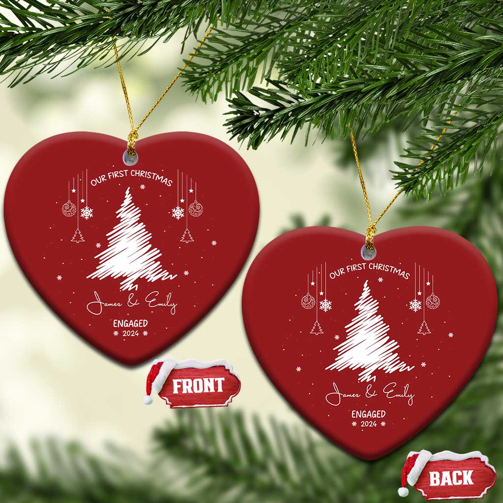 Personalized Engagement Christmas Ornament Custom Name Our First Christmas Engaged 2024 Xmas Gift TS10