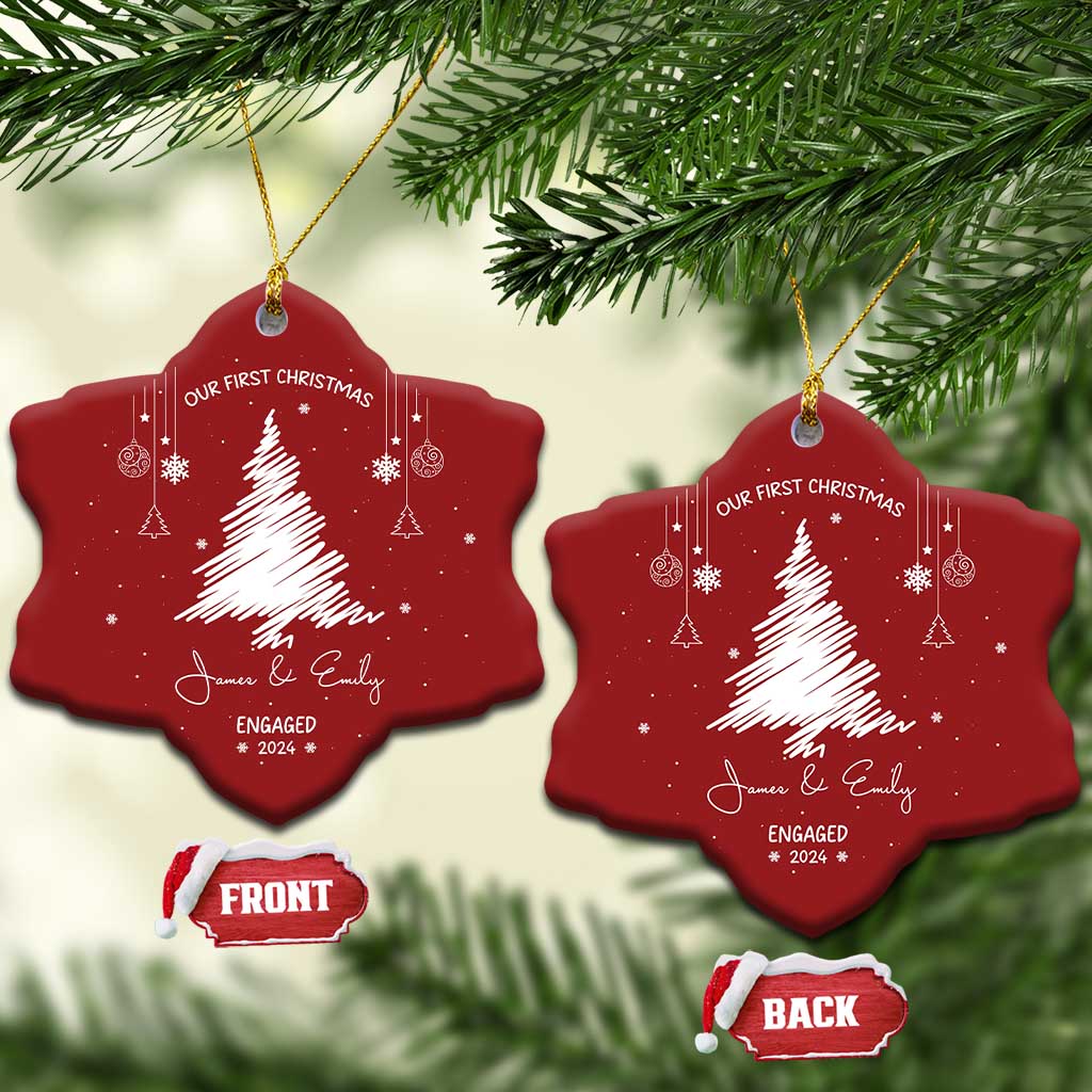 Personalized Engagement Christmas Ornament Custom Name Our First Christmas Engaged 2024 Xmas Gift TS10