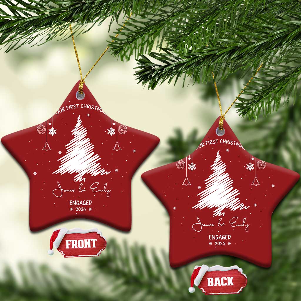 Personalized Engagement Christmas Ornament Custom Name Our First Christmas Engaged 2024 Xmas Gift TS10