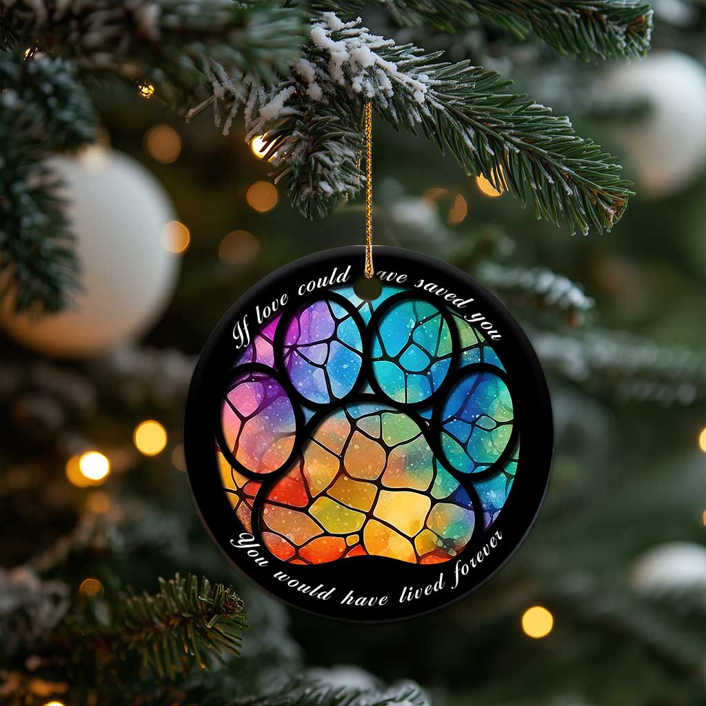 Pet Memorial Christmas Ornament Loss of Dog Cat Paw Pet Remembrance Gifts Stained Glass TS10