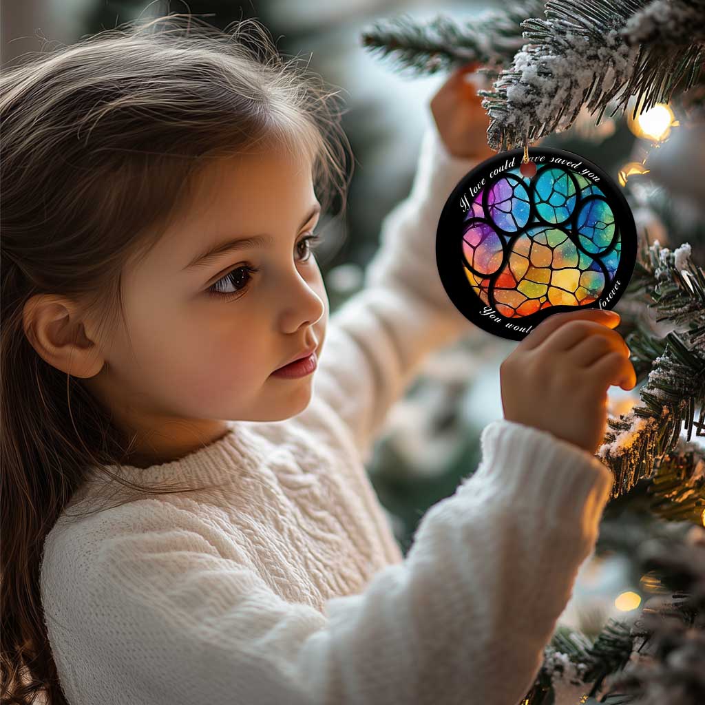 Pet Memorial Christmas Ornament Loss of Dog Cat Paw Pet Remembrance Gifts Stained Glass TS10