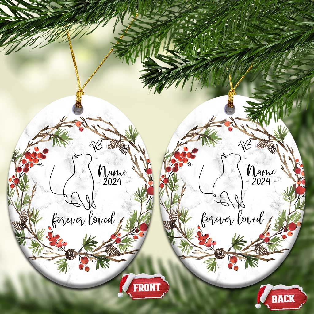 Personalized Cat Memorial Christmas Ornament Custom Name Kitty Loss Pet Sympathy Gift TS10
