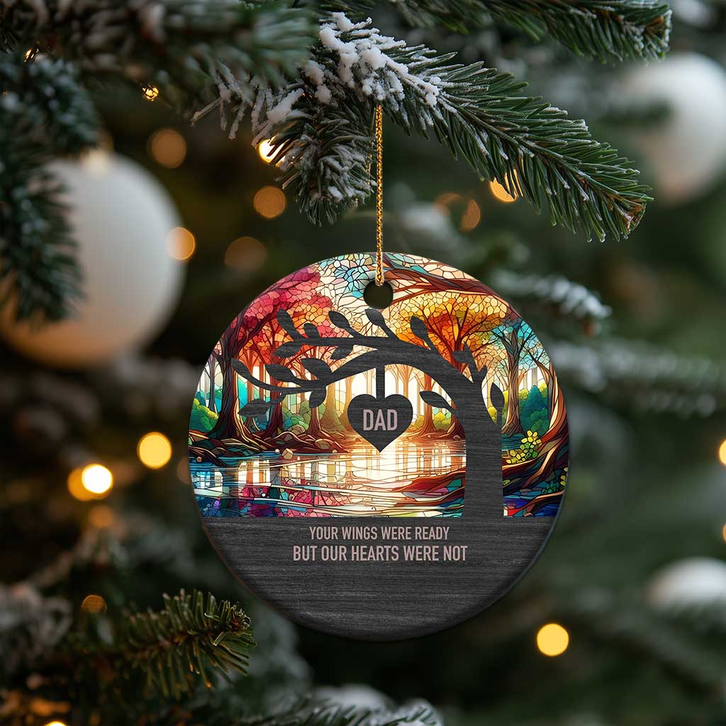 Personalized Memorial Christmas Ornament Custom Loss of Father Gift Stained Glass TS10