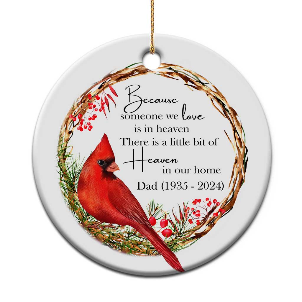 Personalized Memorial Christmas Ornament Custom Family Mom Dad Sympathy Cardinal Loss of Father Gift TS10