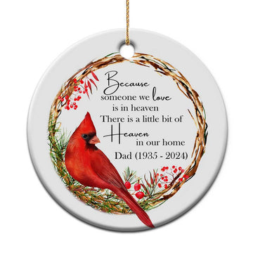 Personalized Memorial Christmas Ornament Custom Family Mom Dad Sympathy Cardinal Loss of Father Gift TS10