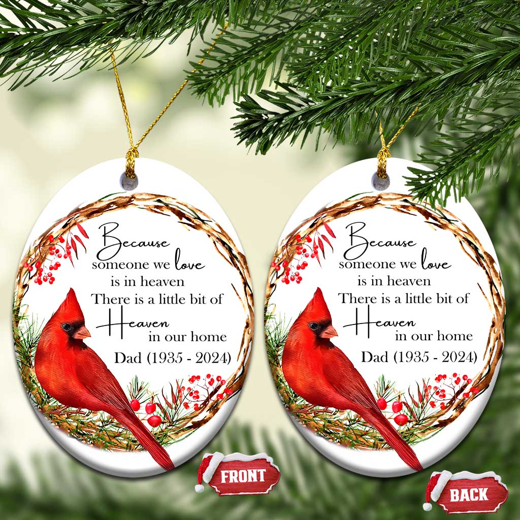 Personalized Memorial Christmas Ornament Custom Family Mom Dad Sympathy Cardinal Loss of Father Gift TS10