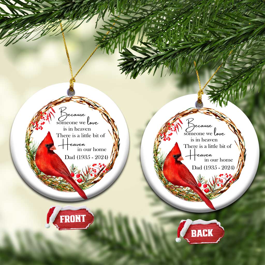 Personalized Memorial Christmas Ornament Custom Family Mom Dad Sympathy Cardinal Loss of Father Gift TS10