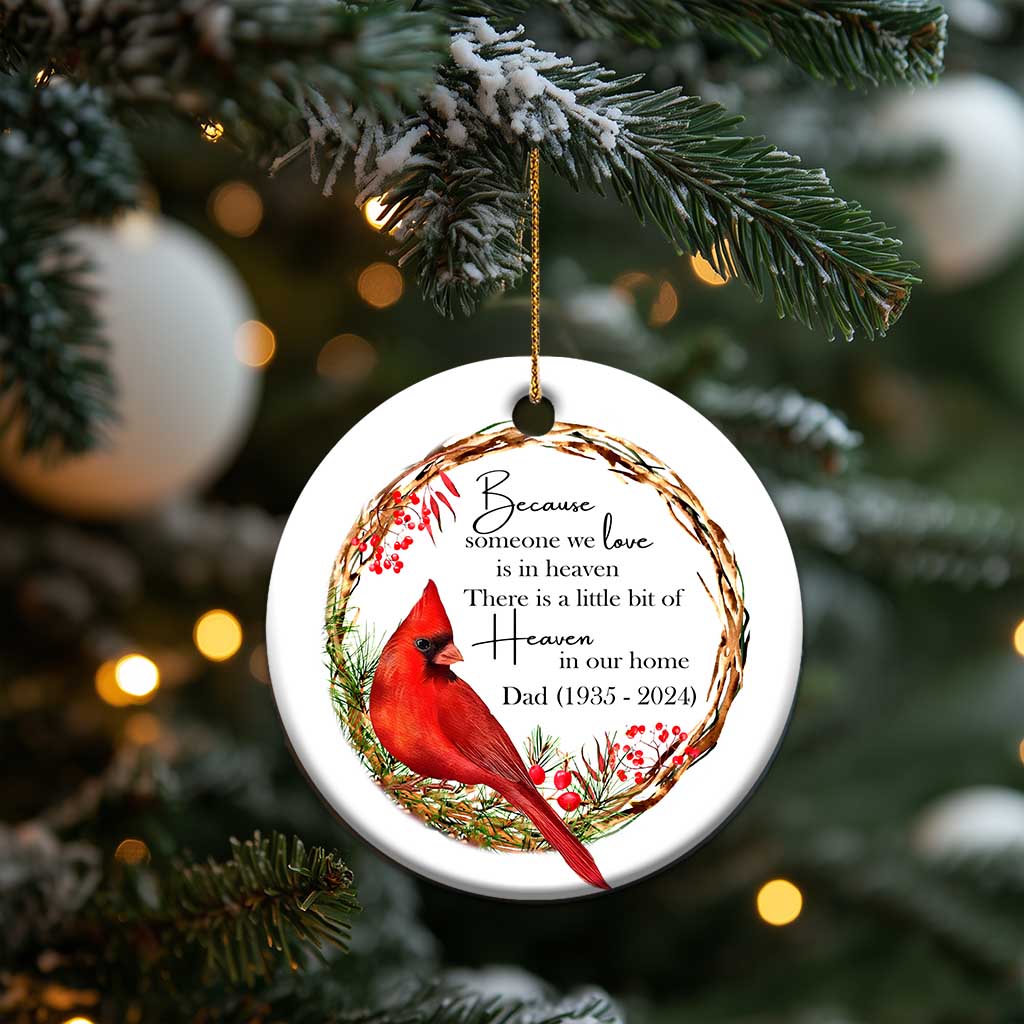 Personalized Memorial Christmas Ornament Custom Family Mom Dad Sympathy Cardinal Loss of Father Gift TS10
