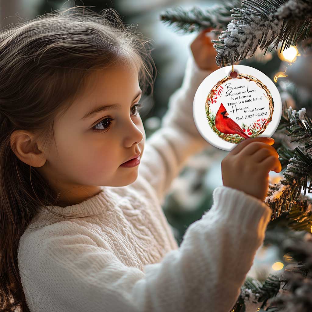 Personalized Memorial Christmas Ornament Custom Family Mom Dad Sympathy Cardinal Loss of Father Gift TS10