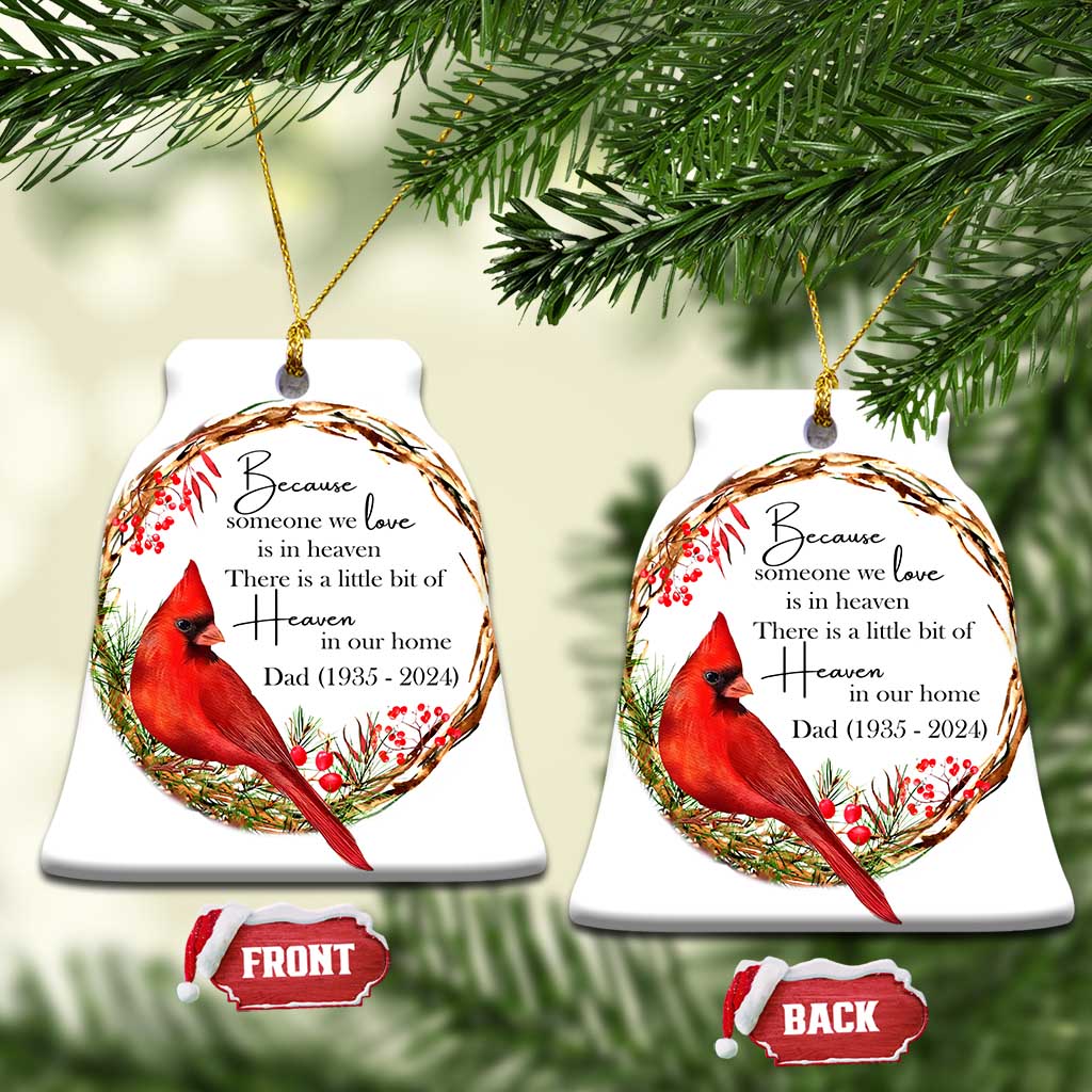 Personalized Memorial Christmas Ornament Custom Family Mom Dad Sympathy Cardinal Loss of Father Gift TS10