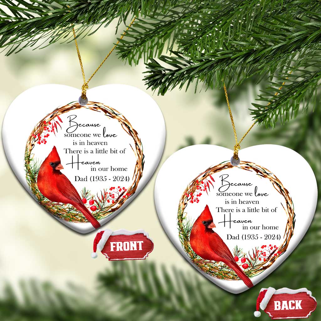 Personalized Memorial Christmas Ornament Custom Family Mom Dad Sympathy Cardinal Loss of Father Gift TS10