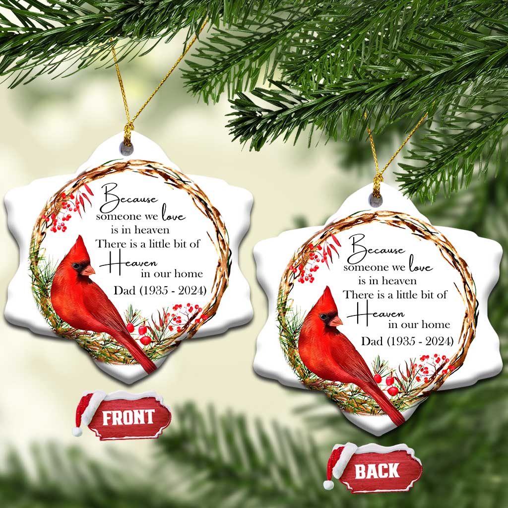 Personalized Memorial Christmas Ornament Custom Family Mom Dad Sympathy Cardinal Loss of Father Gift TS10