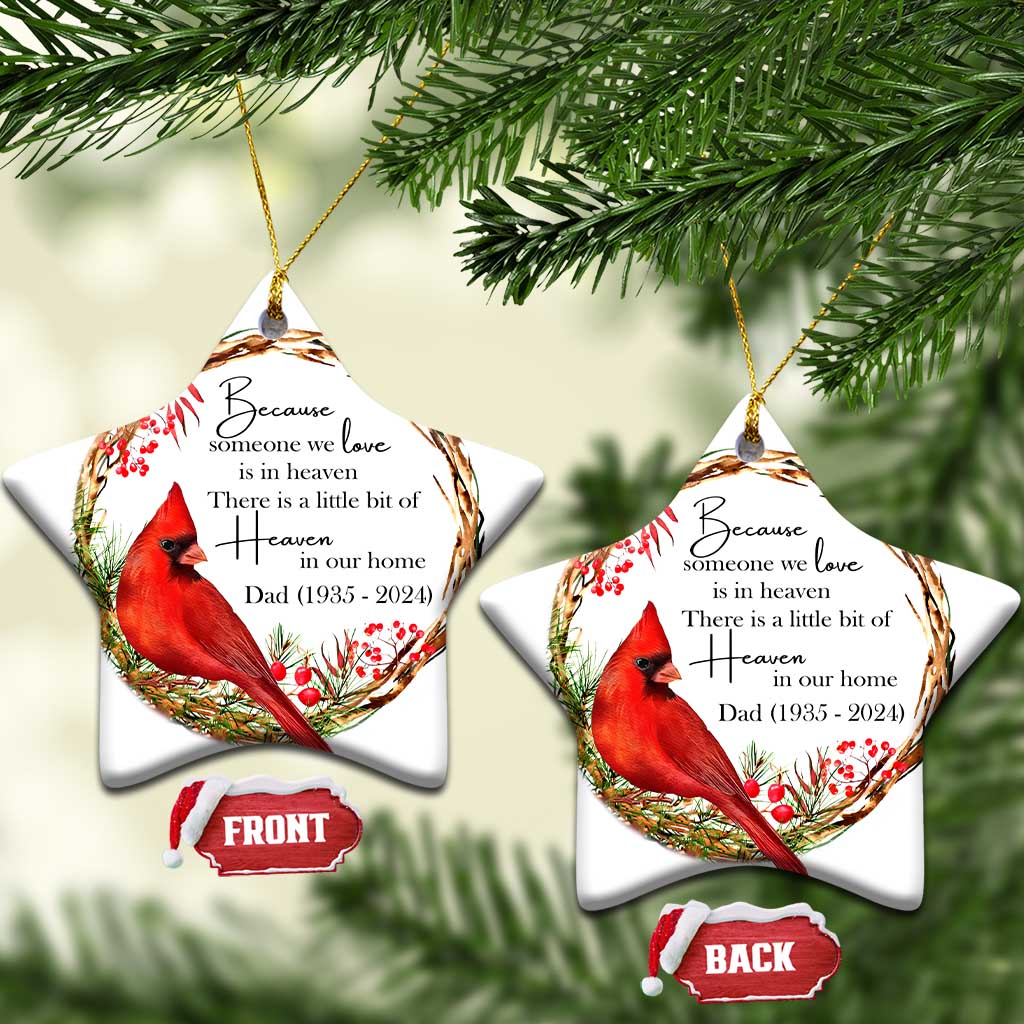 Personalized Memorial Christmas Ornament Custom Family Mom Dad Sympathy Cardinal Loss of Father Gift TS10
