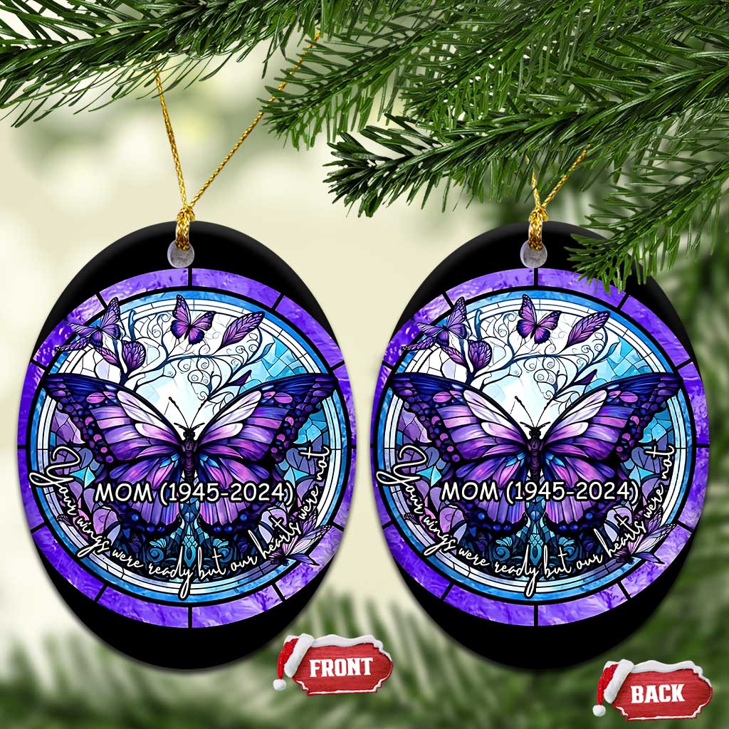 Personalized Memorial Christmas Ornament Custom Loss of Mother Grandma Sympathy Gift Butterfly Stained Glass TS10