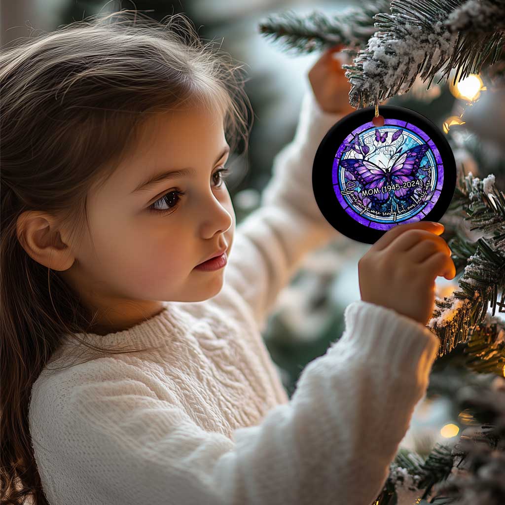 Personalized Memorial Christmas Ornament Custom Loss of Mother Grandma Sympathy Gift Butterfly Stained Glass TS10