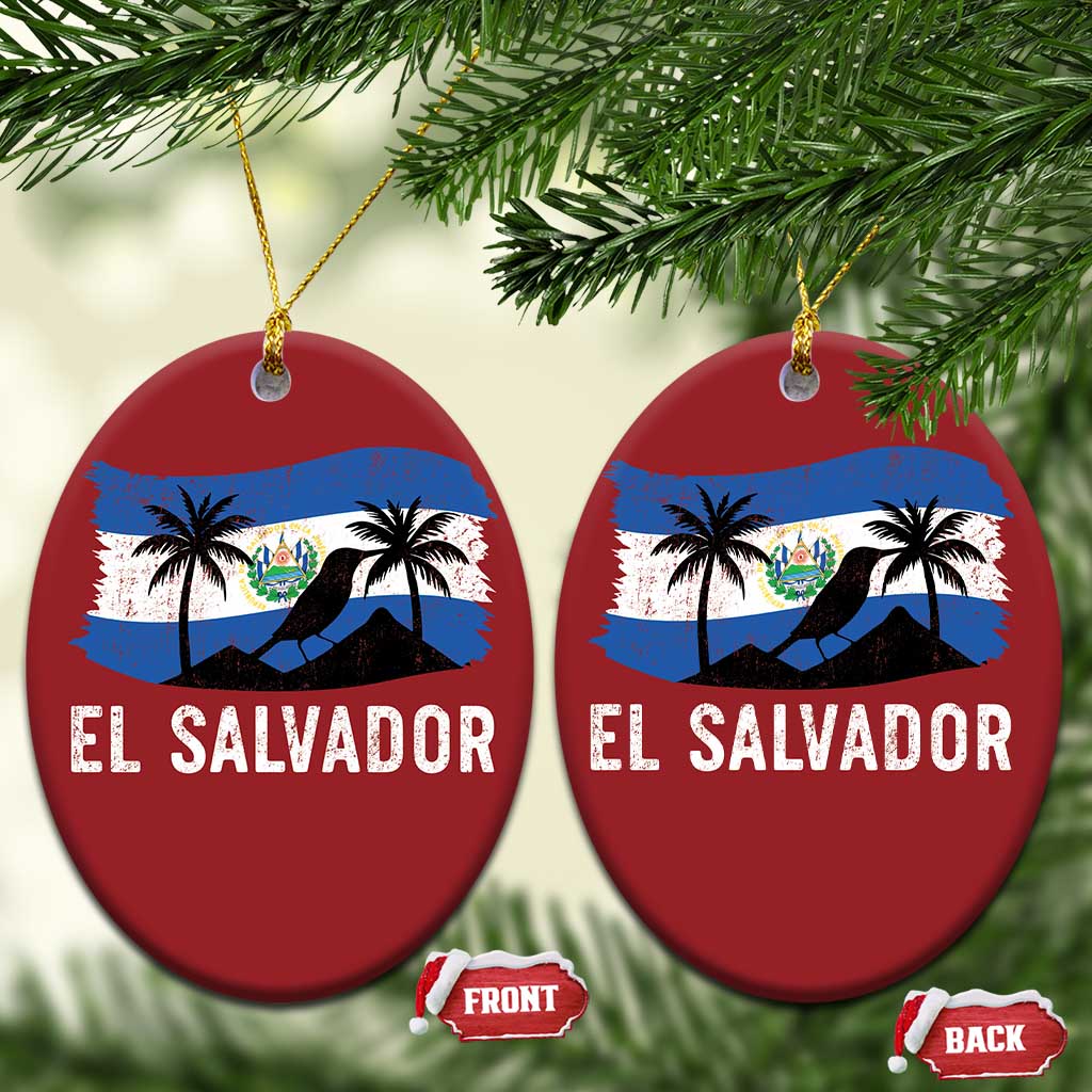 El Salvador Flag Christmas Ornament Salvadoran Pride Torogoz Bird Palm Tree Volcano TS10