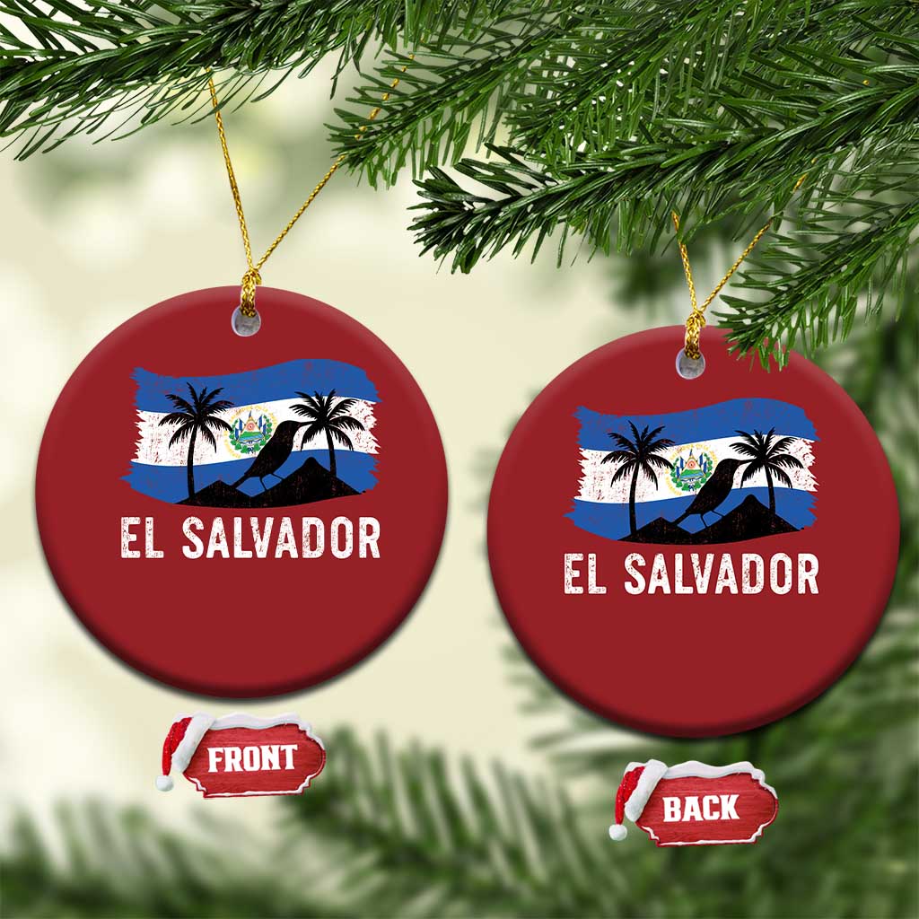El Salvador Flag Christmas Ornament Salvadoran Pride Torogoz Bird Palm Tree Volcano TS10
