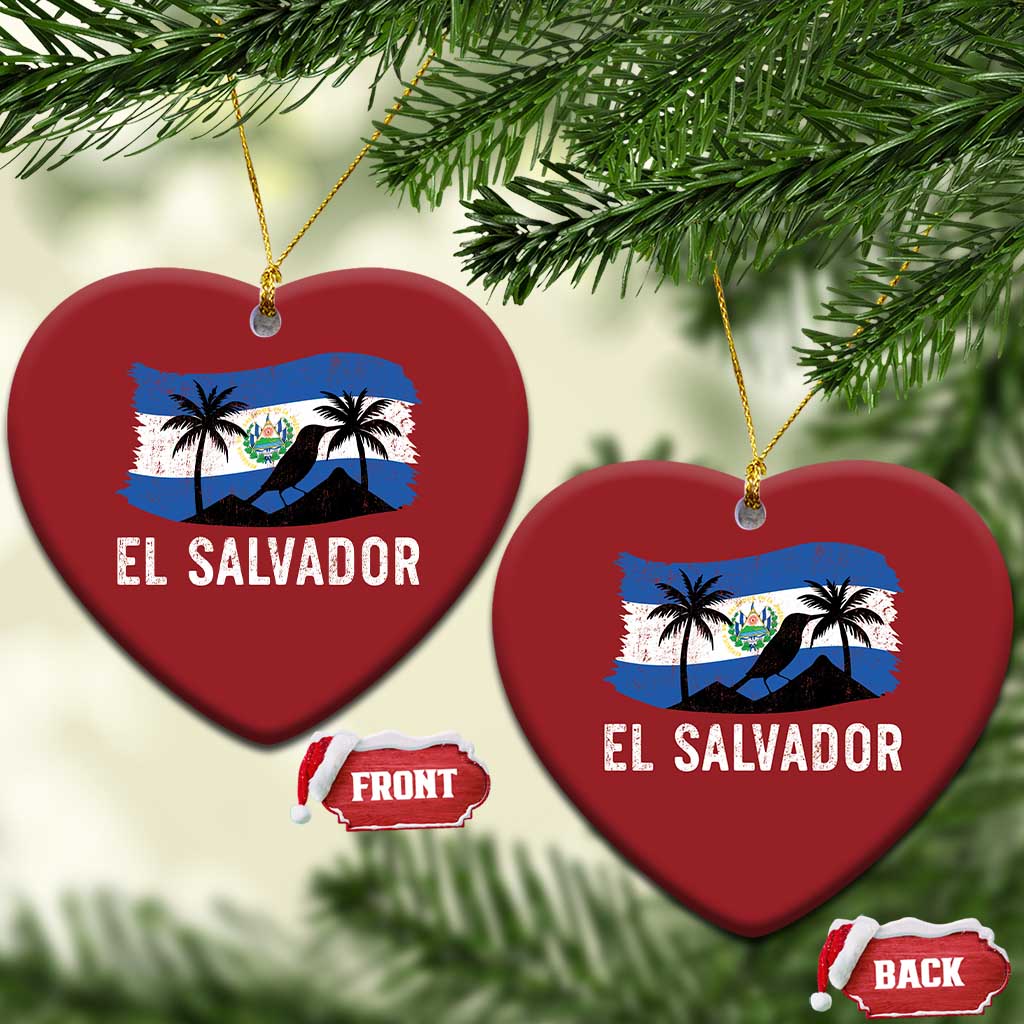 El Salvador Flag Christmas Ornament Salvadoran Pride Torogoz Bird Palm Tree Volcano TS10
