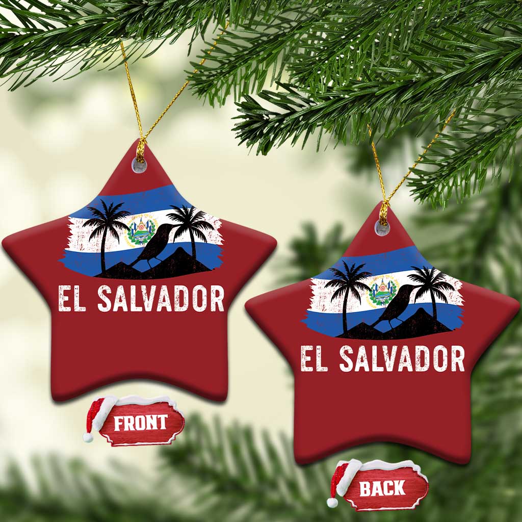 El Salvador Flag Christmas Ornament Salvadoran Pride Torogoz Bird Palm Tree Volcano TS10
