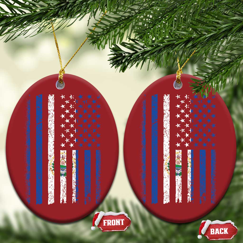 Salvadoran America Flag Christmas Ornament El Salvador USA Patriotic TS10