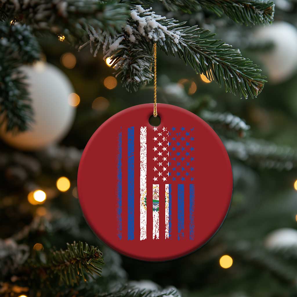 Salvadoran America Flag Christmas Ornament El Salvador USA Patriotic TS10