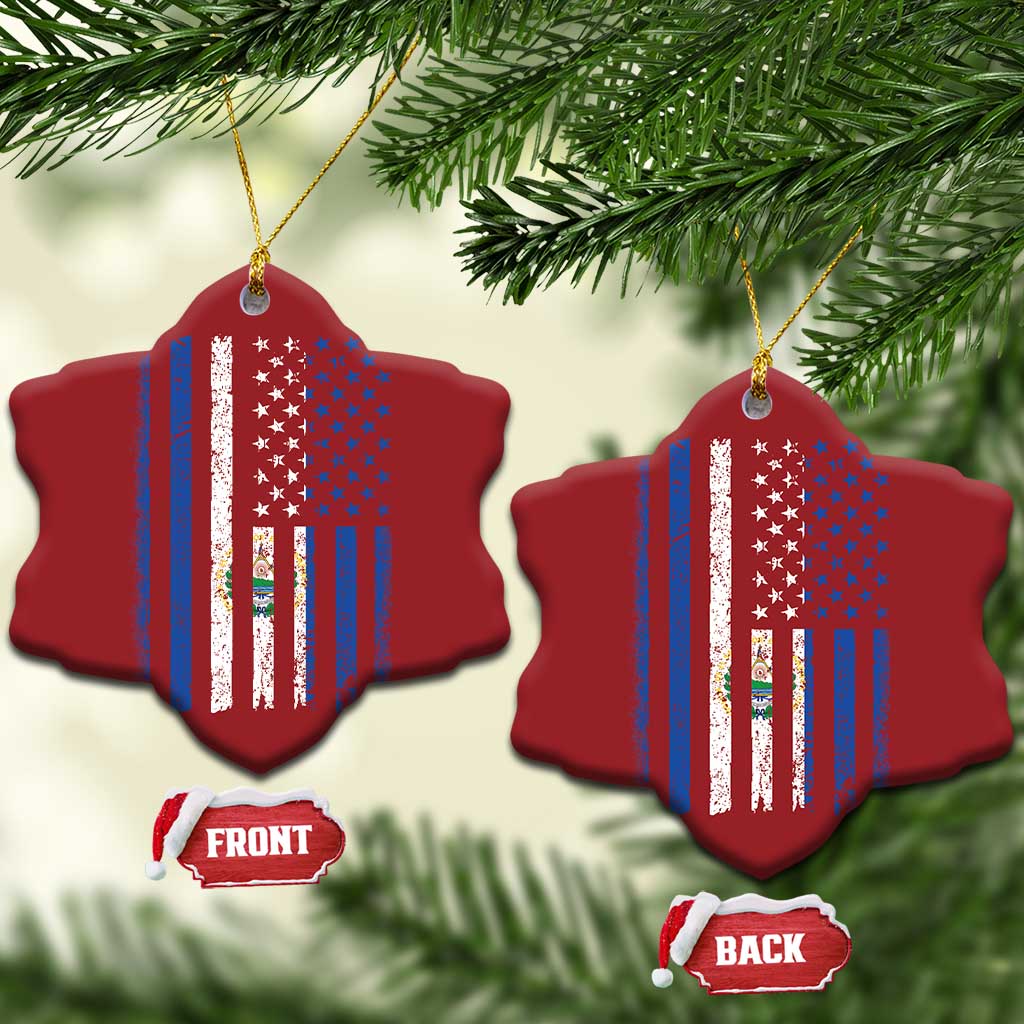 Salvadoran America Flag Christmas Ornament El Salvador USA Patriotic TS10