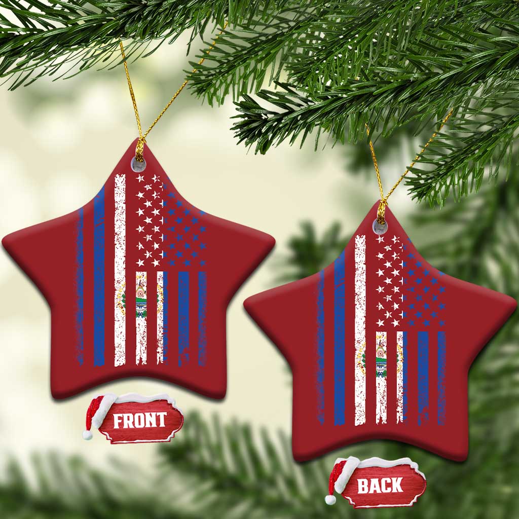 Salvadoran America Flag Christmas Ornament El Salvador USA Patriotic TS10